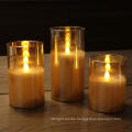 wholesale smokeless LED Glass Tube Real Paraffin Wax Candles Flameless Moving Wick Candle